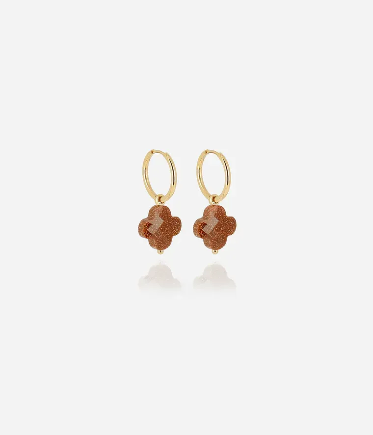 Boucles d'oreilles Vega - Acier Doré | Marron