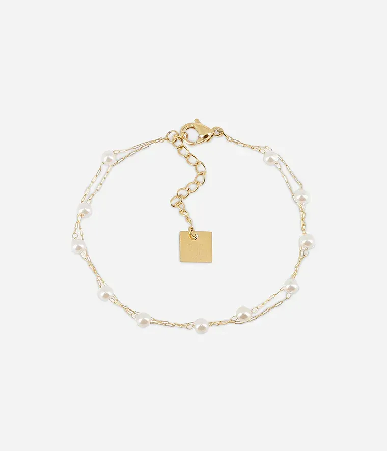 Bracelet Hinaku - Acier Doré | Nacre
