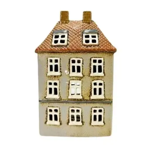 Maison-photophore Scandinave - Céramique beige