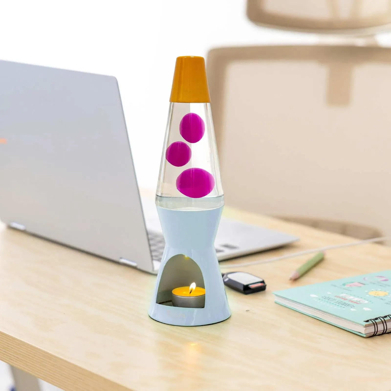 Lampe Lave à bougie - Bleu & Rose