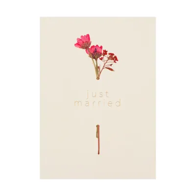 Carte Fleur Séchée - "Just Married"