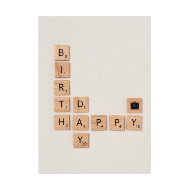 Carte Lettres en Bois - "Happy Birthday"