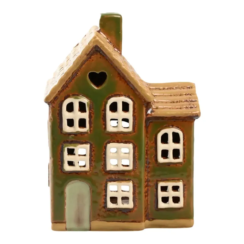 Maison-photophore Scandinave - Céramique verte