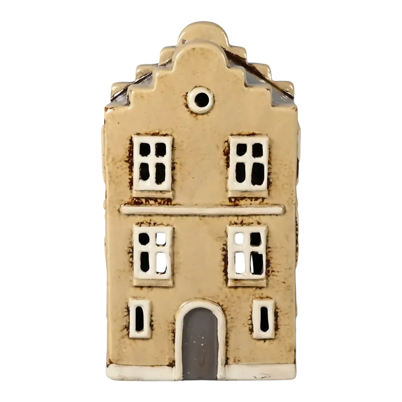 Maison-photophore Scandinave - Céramique beige