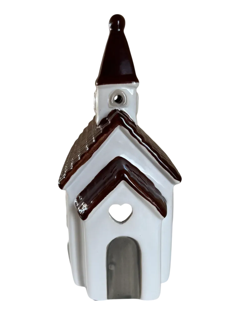 Maison-photophore Scandinave Église - Céramique blanche Maison-photophore Scandinave Église - Céramique blanche