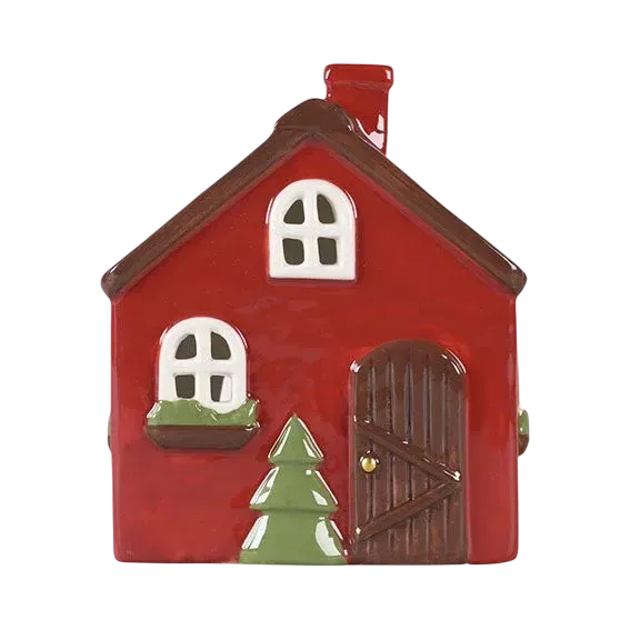 Maison-photophore Scandinave Noël - Céramique rouge