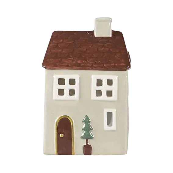 Maison-photophore Scandinave Noël - Céramique blanche Maison-photophore Scandinave Noël - Céramique blanche