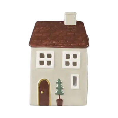 Maison-photophore Scandinave Noël - Céramique blanche Maison-photophore Scandinave Noël - Céramique blanche