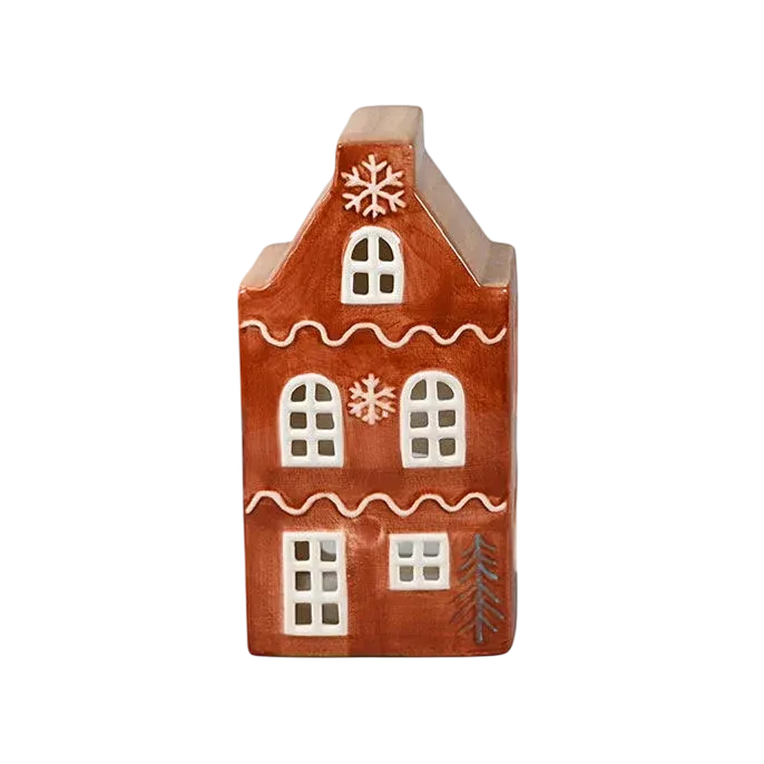 Maison-photophore Scandinave Noël - Céramique brune
