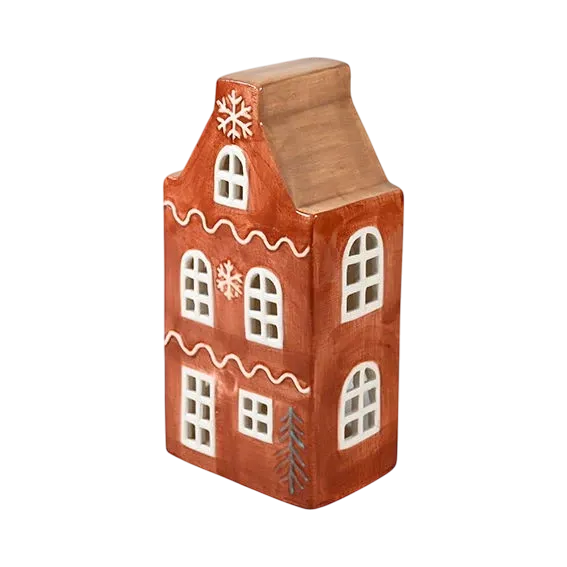 Maison-photophore Scandinave Noël - Céramique brune