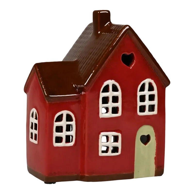 Maison-photophore Scandinave - Céramique rouge