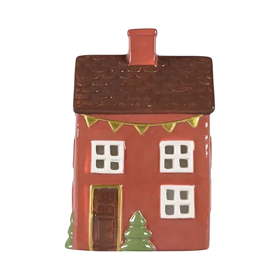Maison-photophore Scandinave Noël - Céramique rouge