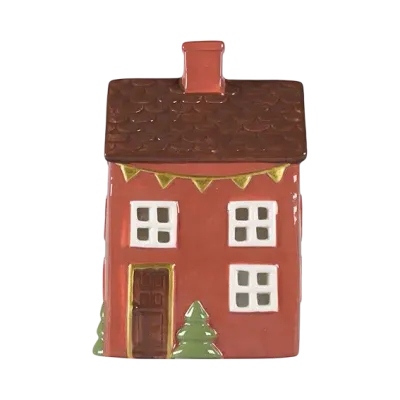Maison-photophore Scandinave Noël - Céramique rouge Maison-photophore Scandinave Noël - Céramique rouge