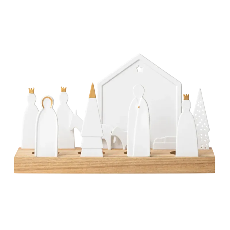 Bougeoir Porcelaine et Bois Crèche Bougeoir Porcelaine et Bois Crèche