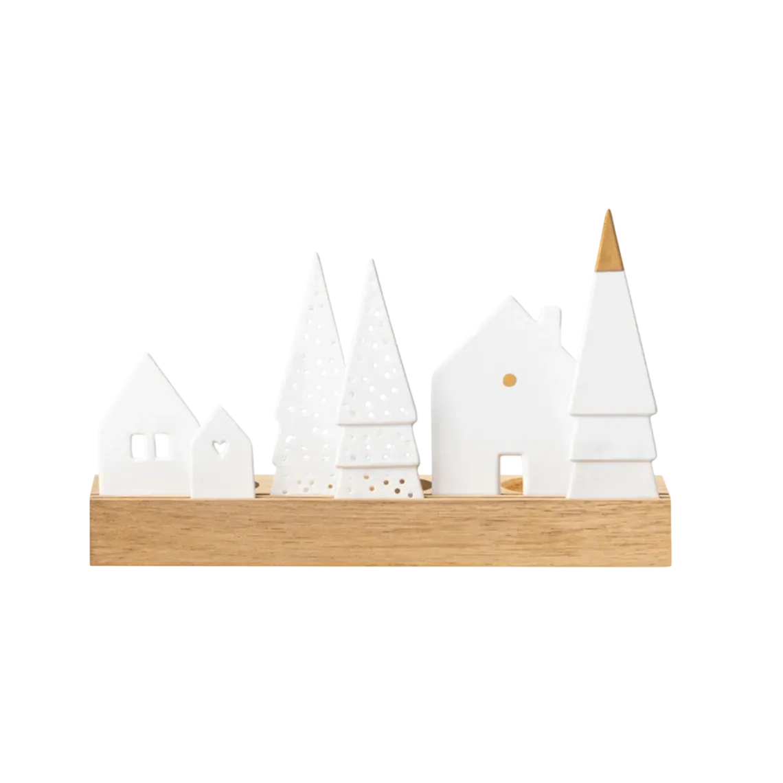 Bougeoir Porcelaine et Bois Village