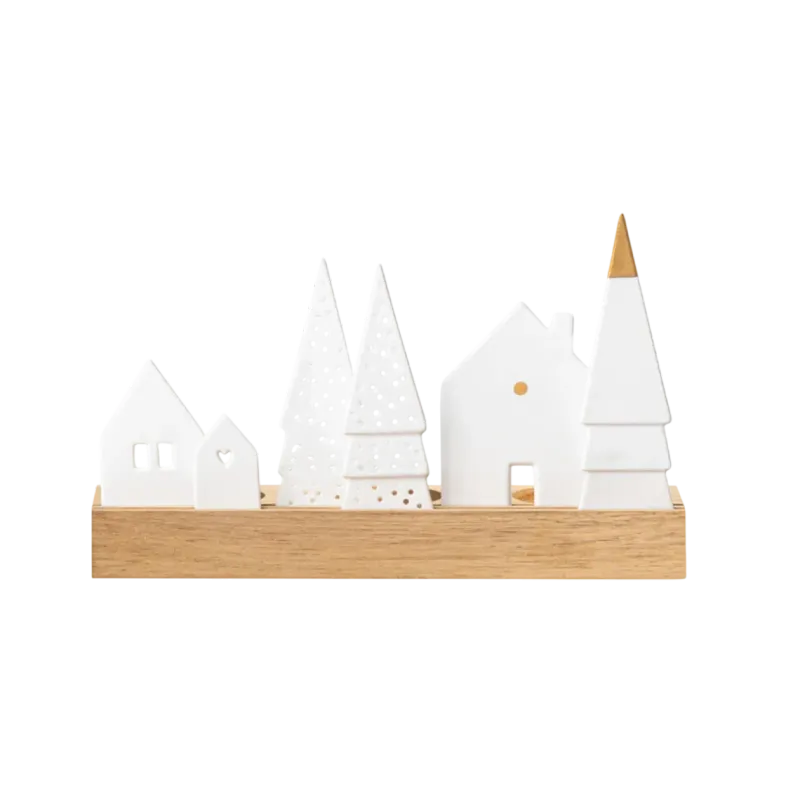 Bougeoir Porcelaine et Bois Village Bougeoir Porcelaine et Bois Village