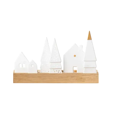 Bougeoir Porcelaine et Bois Village Bougeoir Porcelaine et Bois Village