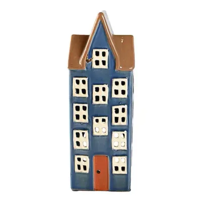 Maison-photophore Scandinave - Céramique bleue