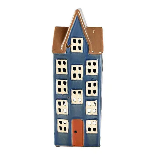 Maison-photophore Scandinave - Céramique bleue Maison-photophore Scandinave - Céramique bleue