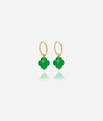 Boucles d'oreilles Vega - Acier Doré | Vert