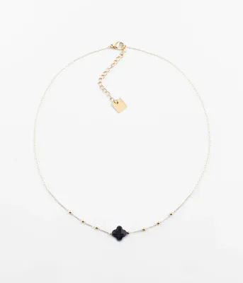 Collier Velasquez -  Acier Doré | Onyx Noir