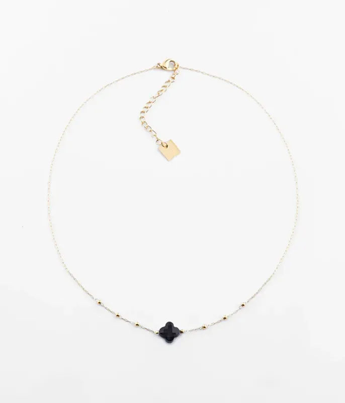 Collier Velasquez -  Acier Doré | Onyx Noir