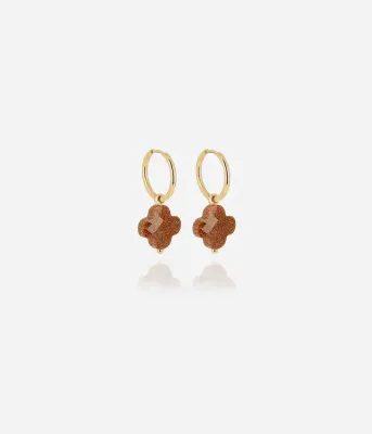 Boucles d'oreilles Vega - Acier Doré | Marron