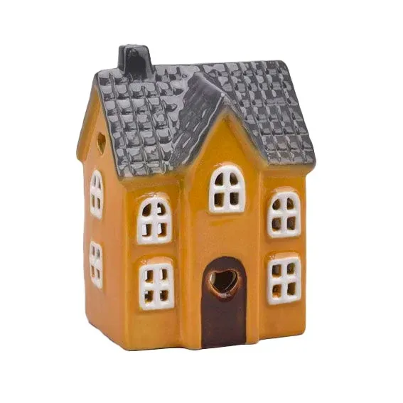 Maison-photophore Scandinave - Céramique jaune Maison-photophore Scandinave - Céramique jaune