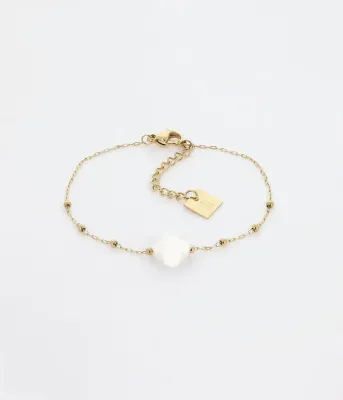 Bracelet Velasquez - Acier Doré | Agate Blanche Bracelet Velasquez - Acier Doré | Agate Blanche