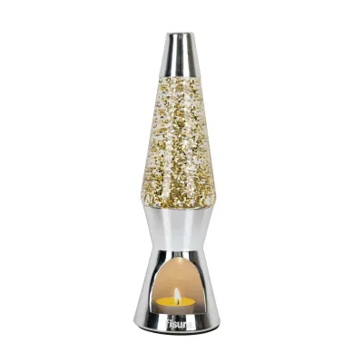 Lampe Lave à bougie - Glitter & Chrome