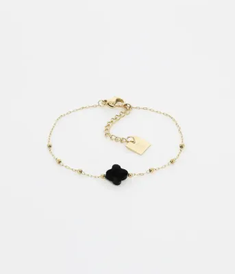Bracelet Velasquez -  Acier Doré | Onyx Noir
