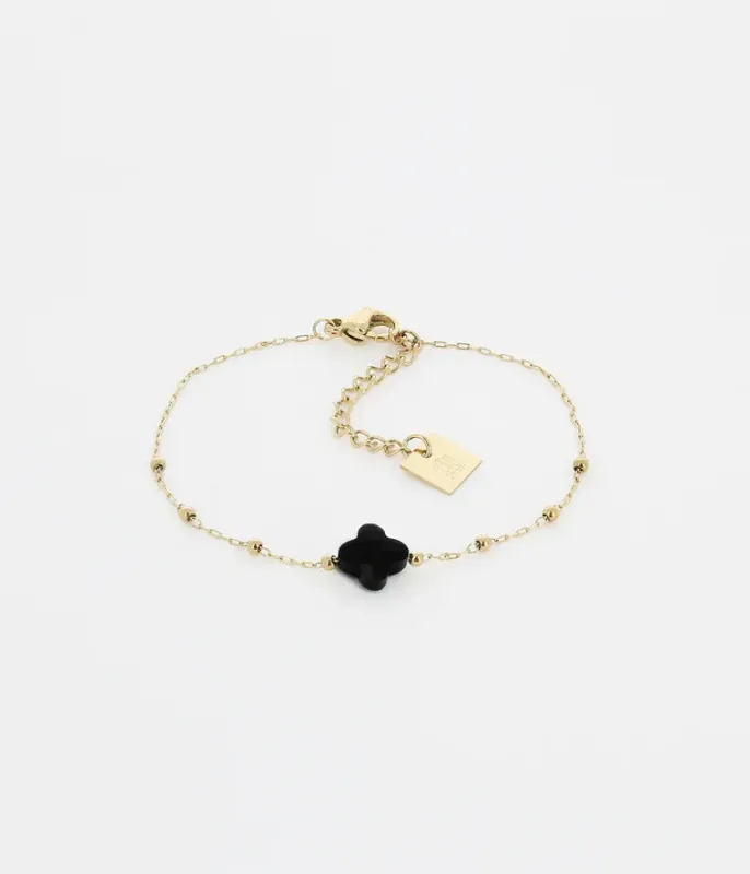 Bracelet Velasquez -  Acier Doré | Onyx Noir