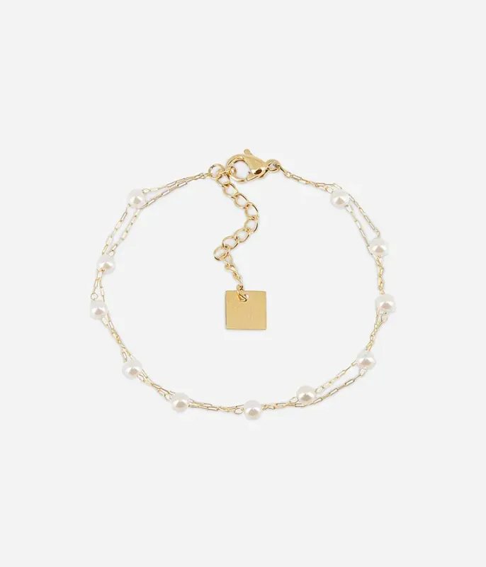 Bracelet Hinaku - Acier Doré | Nacre