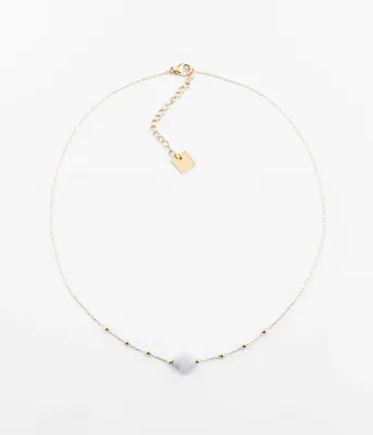 Collier Velasquez -  Acier Doré | Agate Blanche