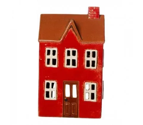 Maison-photophore Scandinave - Céramique rouge Maison-photophore Scandinave - Céramique rouge