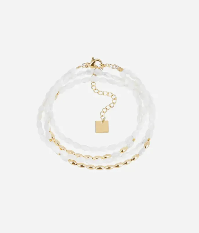 Bracelet Ayano - Acier Doré | Nacre