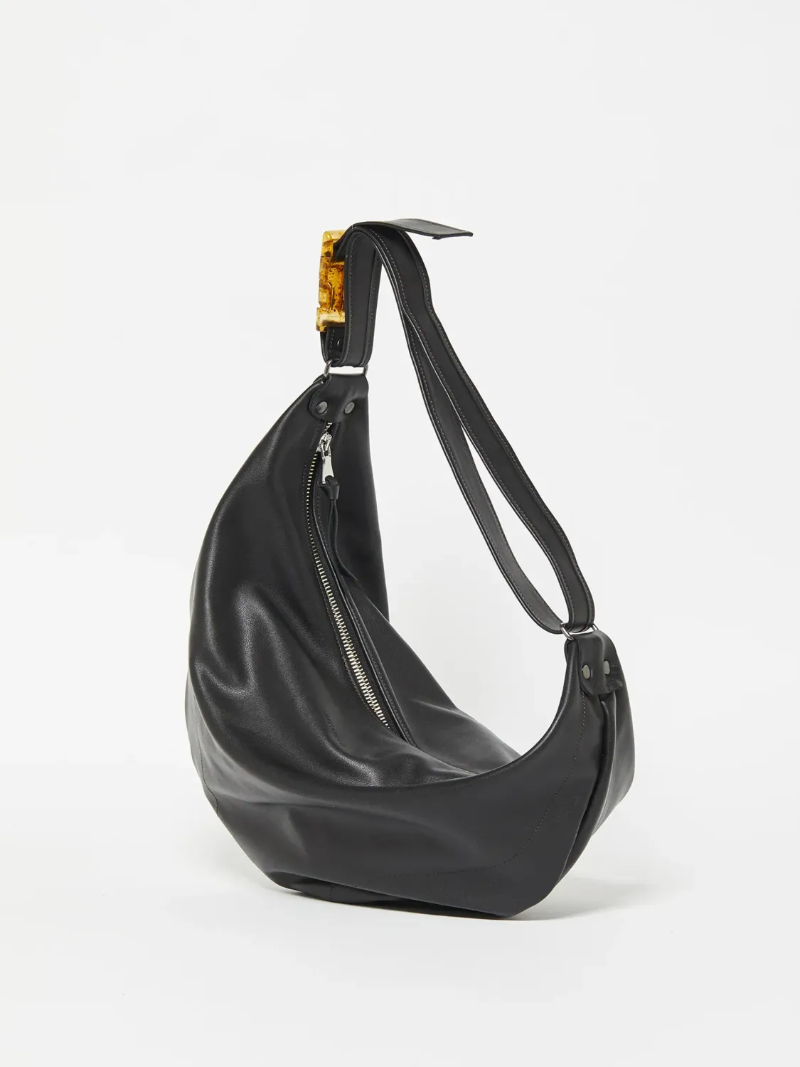 Sac demi-lune Luna Cuir - Noir