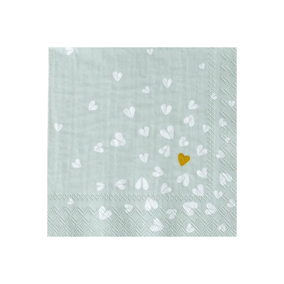 Serviettes Cocktail Cœur Doré