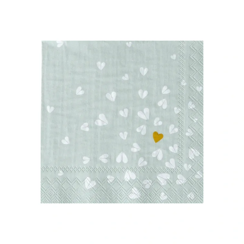 Serviettes Cocktail Cœur Doré Serviettes Cocktail Cœur Doré