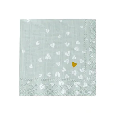 Serviettes Cocktail Cœur Doré