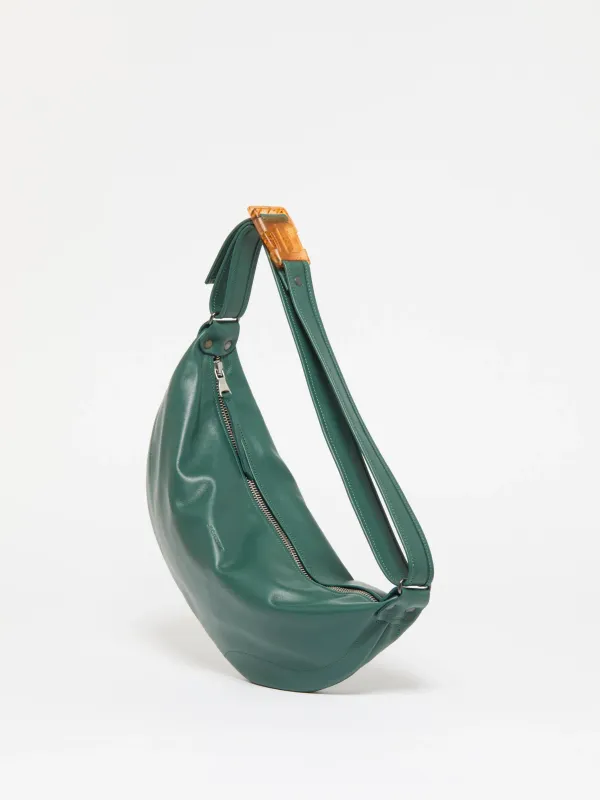 Sac demi-lune petit Luna Cuir - Forest