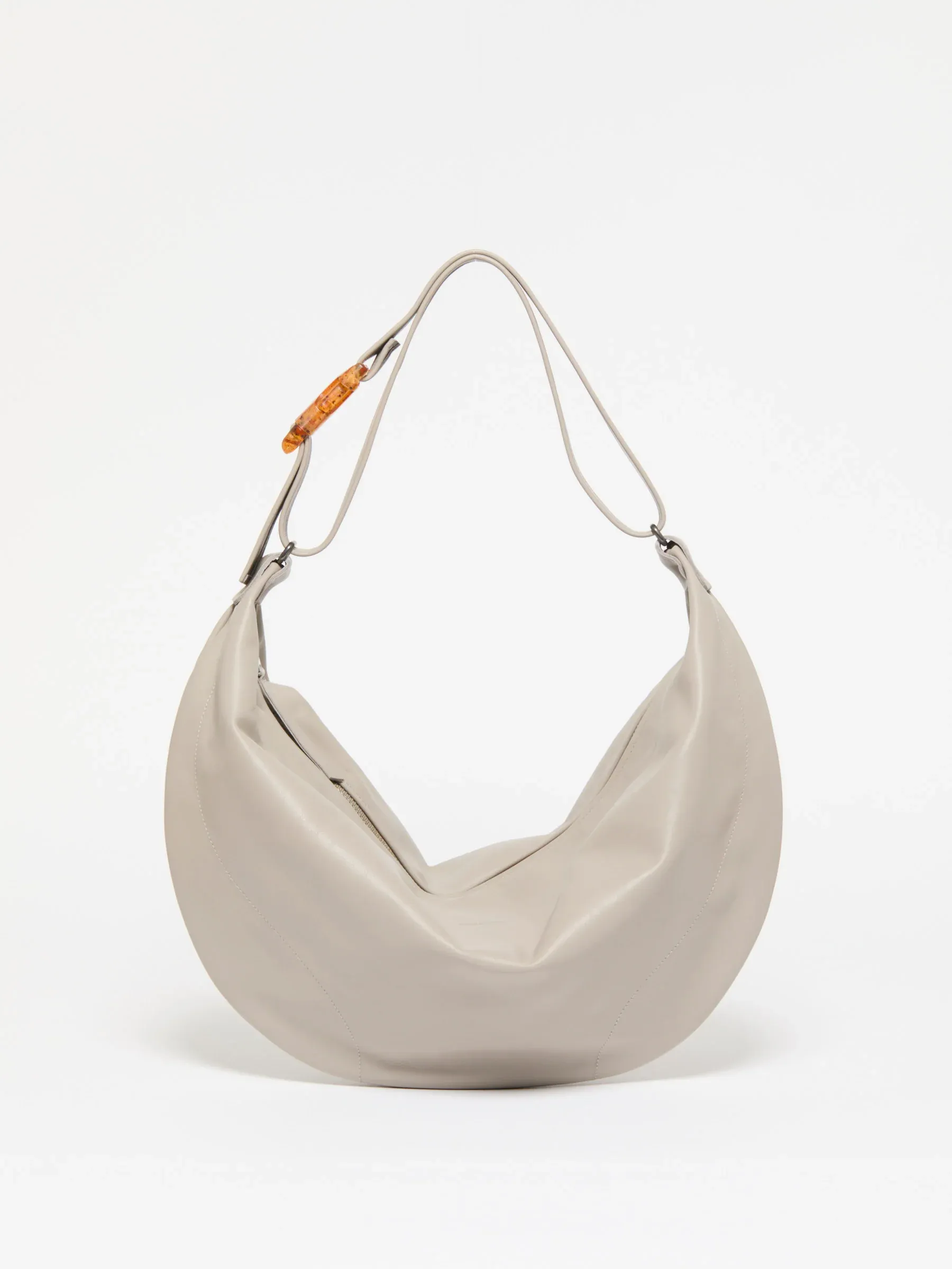 Sac demi-lune Luna Cuir - Grey
