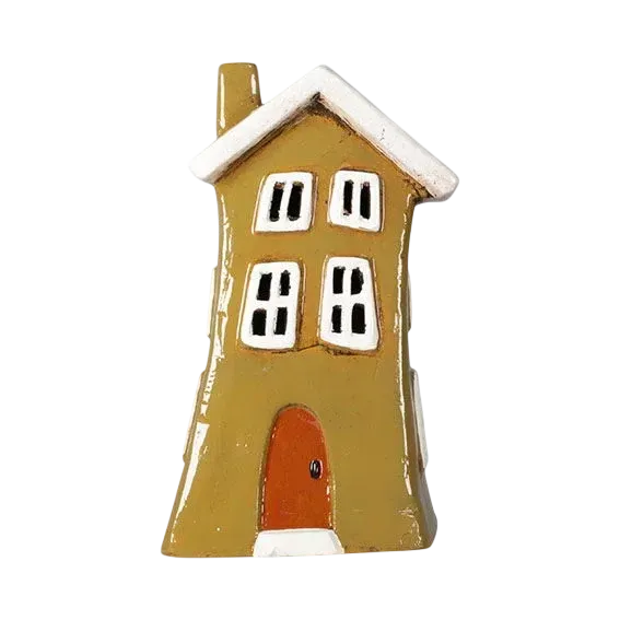 Maison-photophore Scandinave - Céramique jaune Maison-photophore Scandinave - Céramique jaune