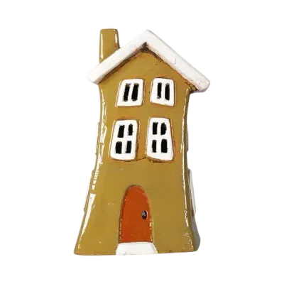 Maison-photophore Scandinave - Céramique jaune Maison-photophore Scandinave - Céramique jaune