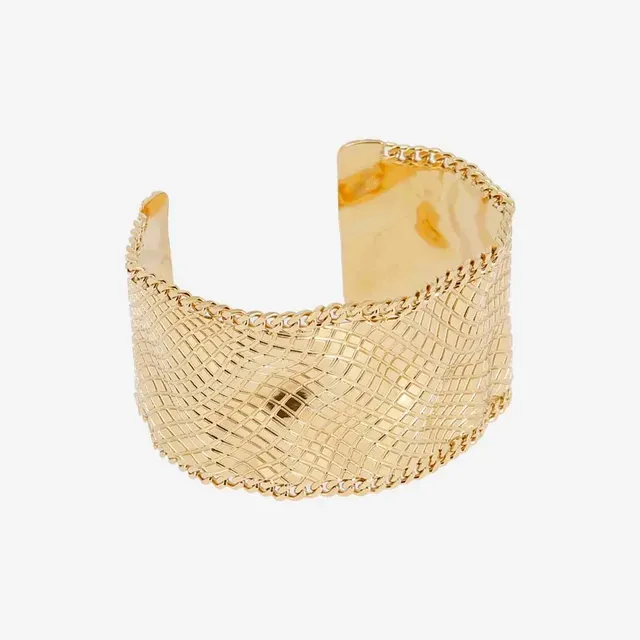 Bracelet Jonc Manchette - Acier Doré