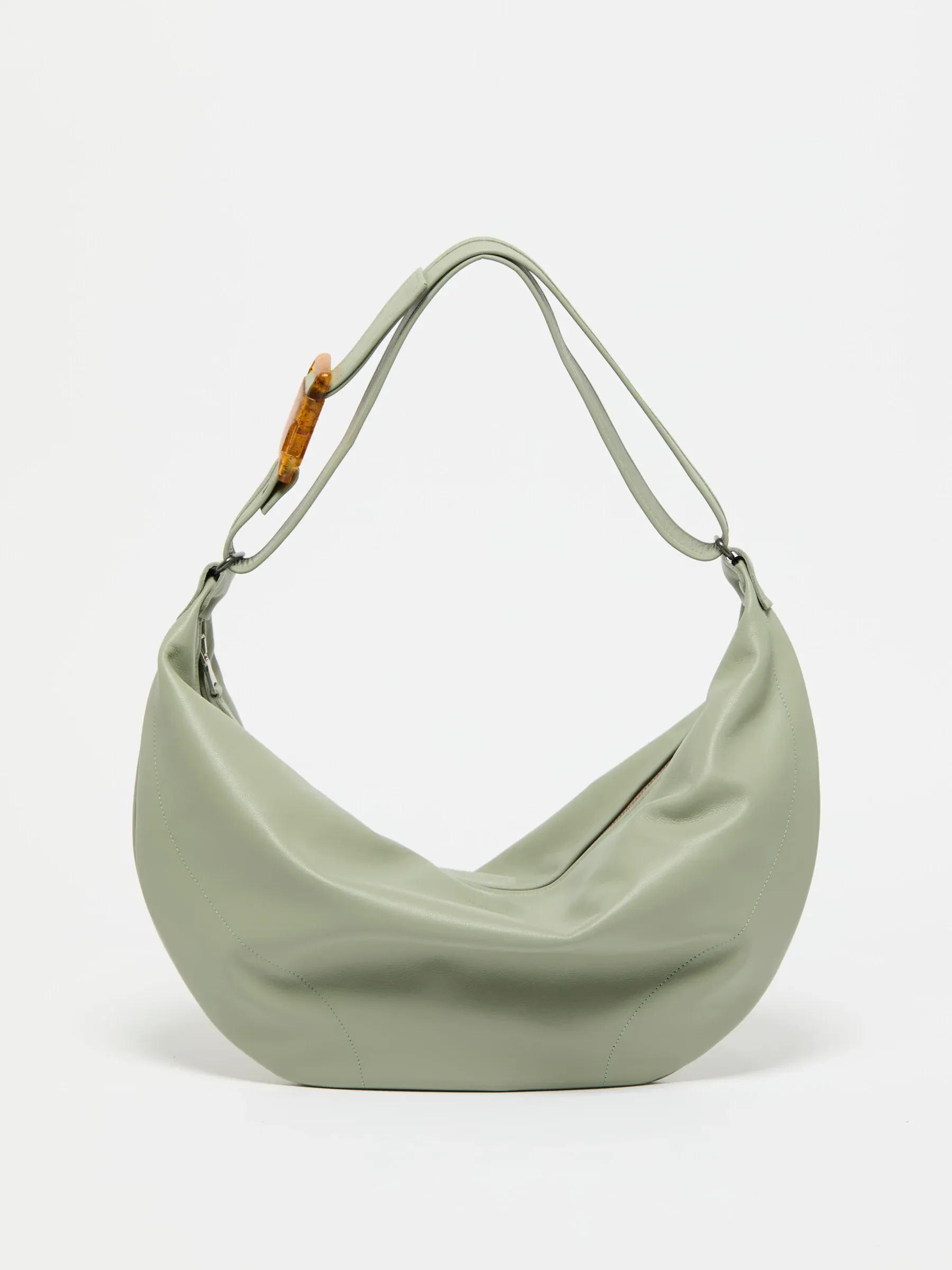 Sac demi-lune Luna Cuir - Sauge