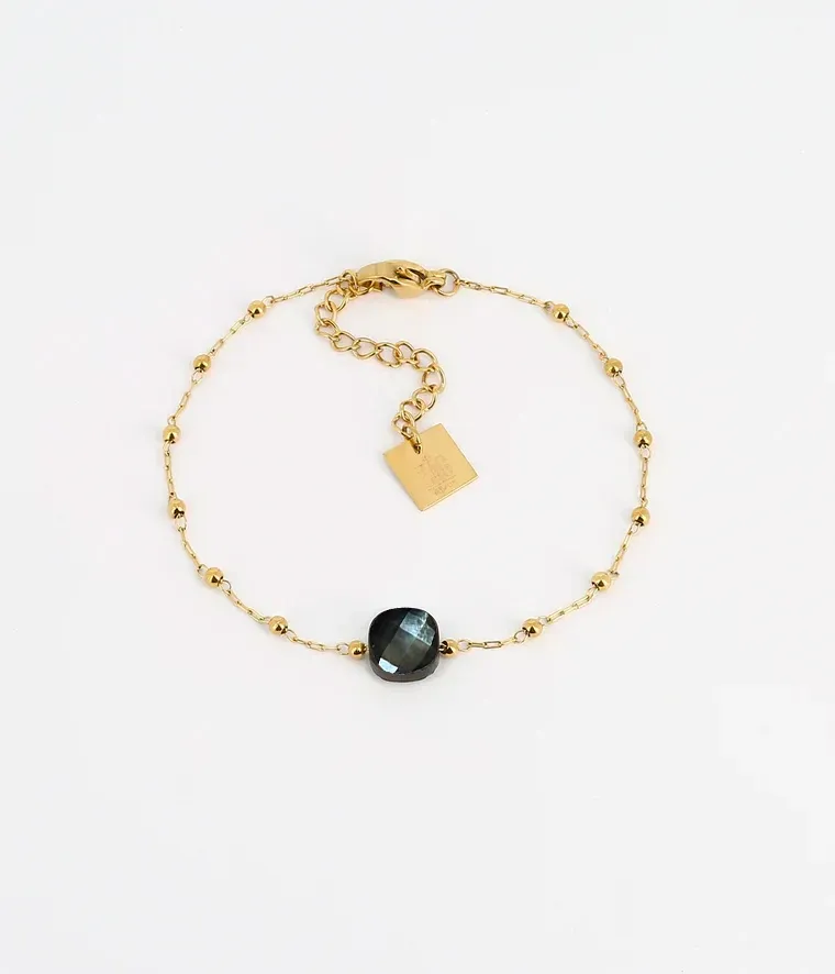Bracelet Pablo - Acier Doré | Labradorite