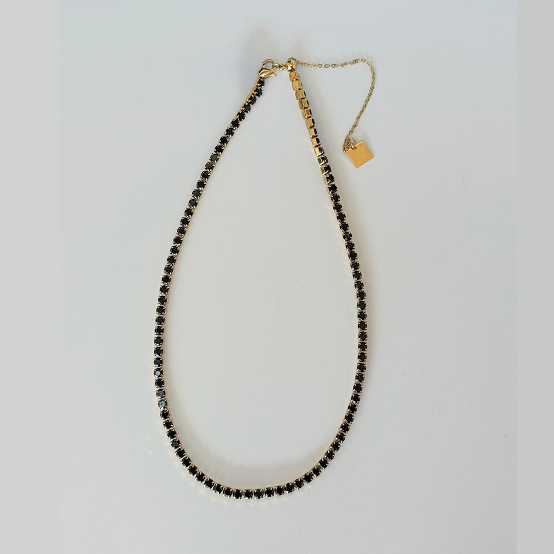 Collier Noir - Acier Doré