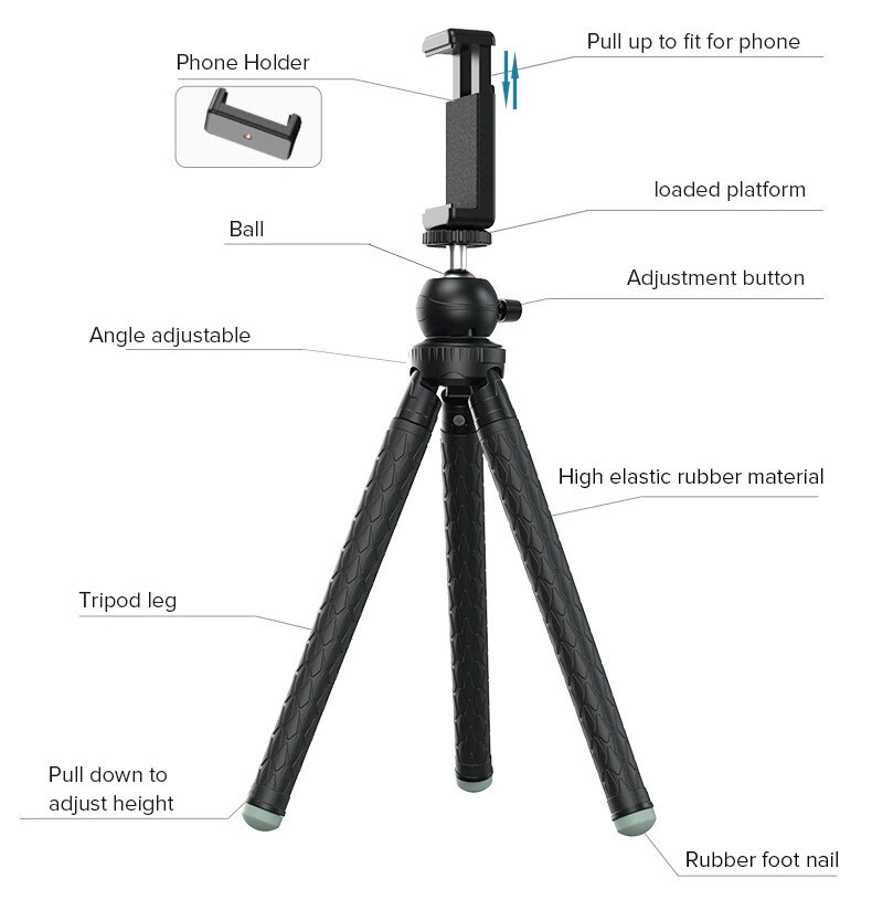 [Prebook] APEXEL Professional Extendable Long Tripod with 360 Rotation Vertical Shooting Phone Tripod Holder