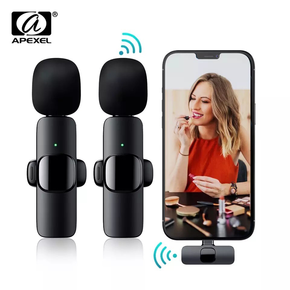 APEXEL Wireless Microphone for iPhone and Android